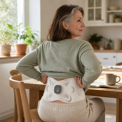 Mujer usando el Neurobelt en casa