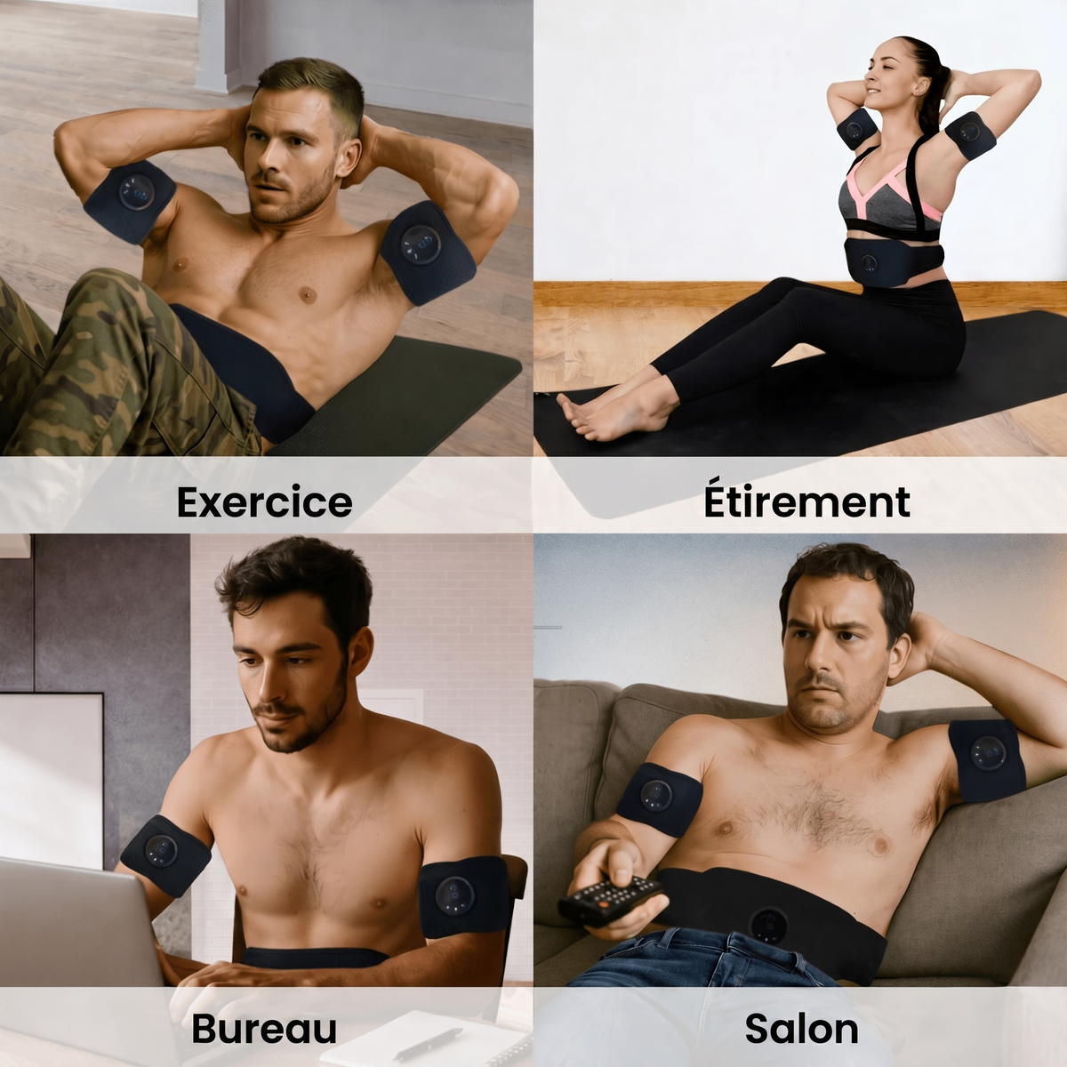 Neurotone : stimulateur NMES – l’équivalent de 3 000 abdominaux en 20 minutes.