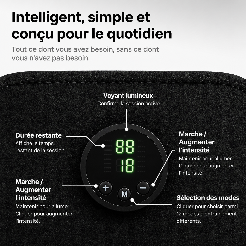 Neurotone : stimulateur NMES – l’équivalent de 3 000 abdominaux en 20 minutes.