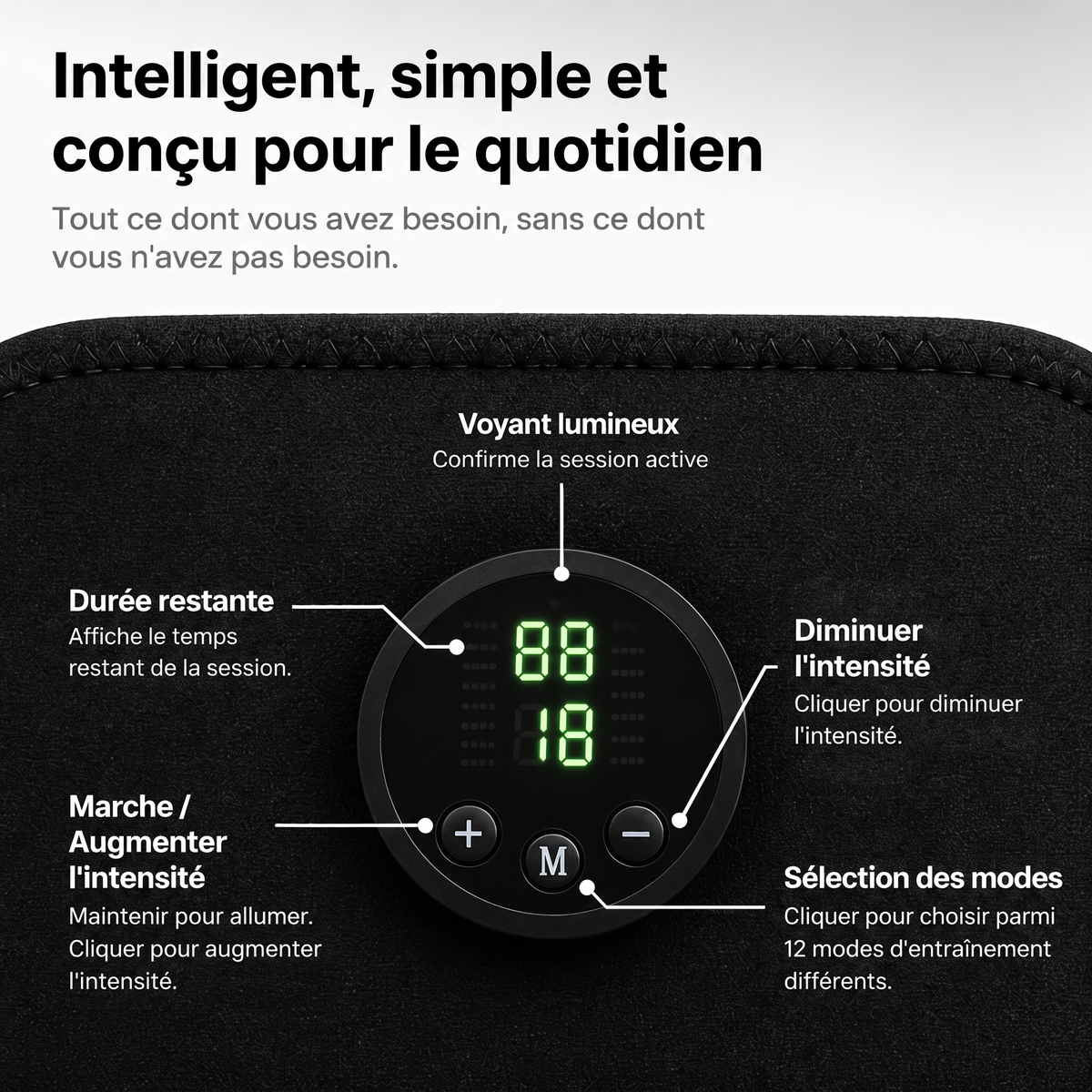 Neurotone : stimulateur NMES – l’équivalent de 3 000 abdominaux en 20 minutes.