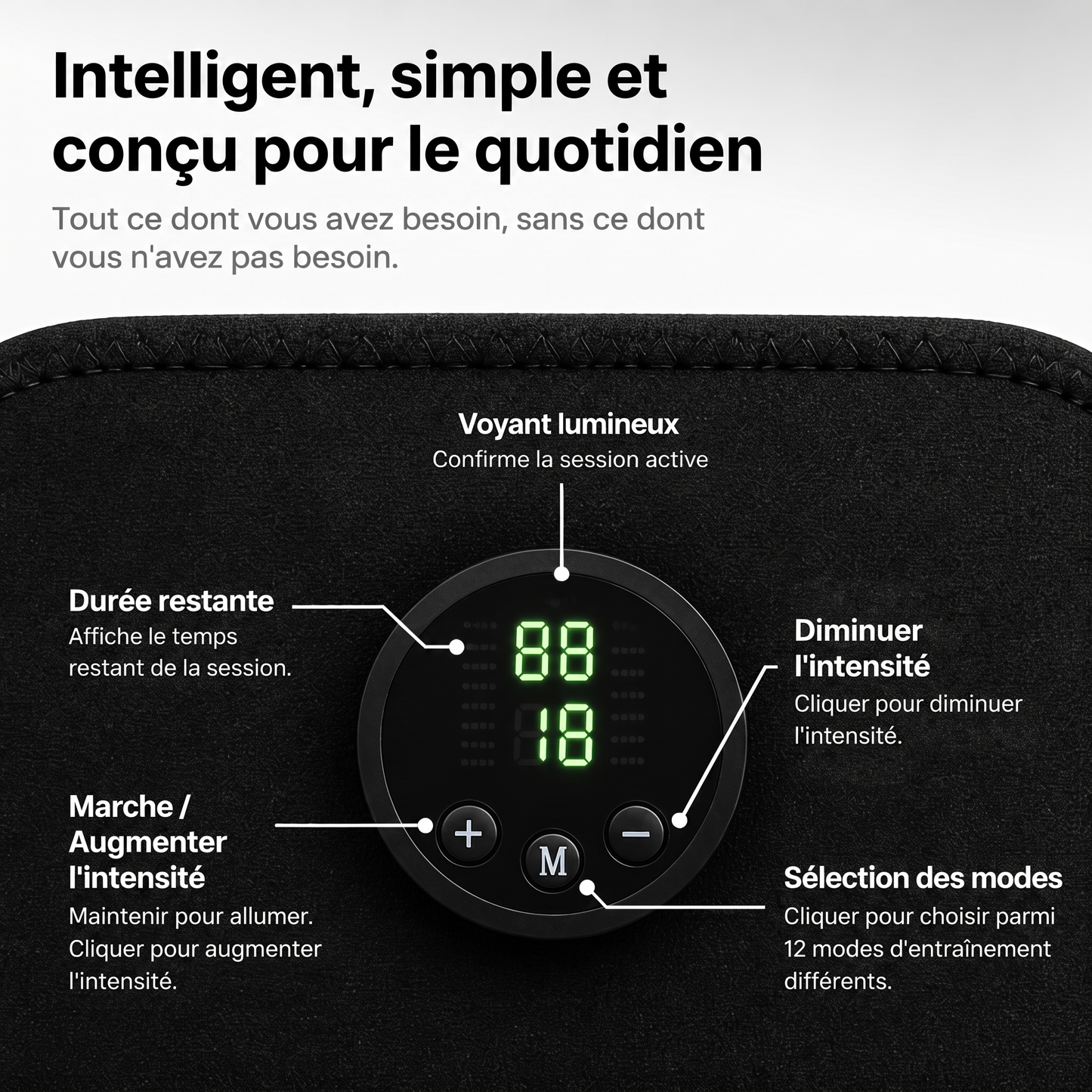 Neurotone : stimulateur NMES – l’équivalent de 3 000 abdominaux en 20 minutes.