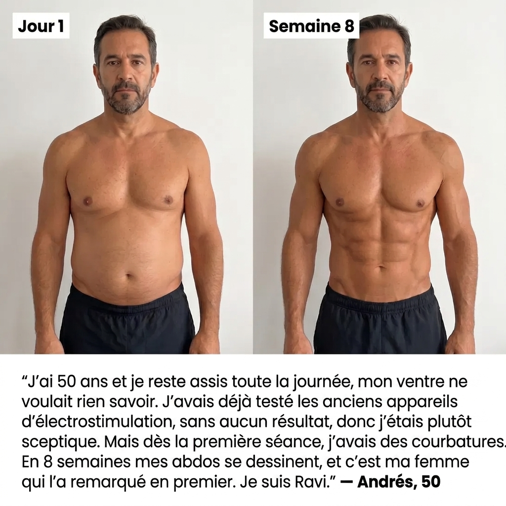 Neurotone : stimulateur NMES – l’équivalent de 3 000 abdominaux en 20 minutes.