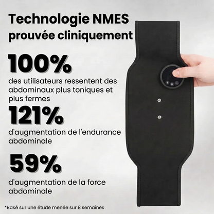 Neurotone : stimulateur NMES – l’équivalent de 3 000 abdominaux en 20 minutes.