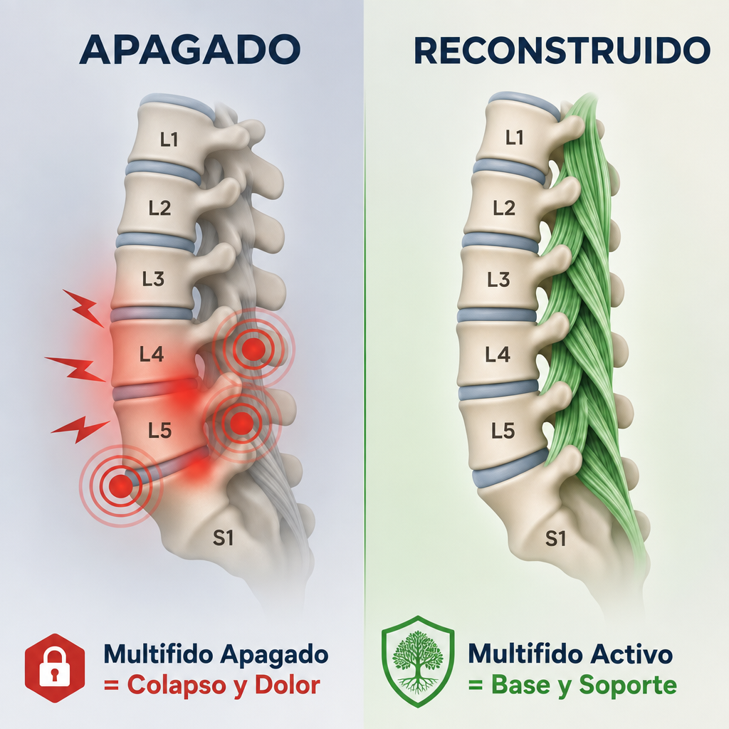 Multífido apagado vs reconstruido